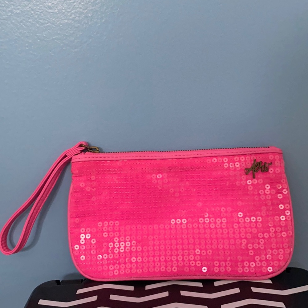 Aeropostale Hot Pink Imitation Leather Wristlet